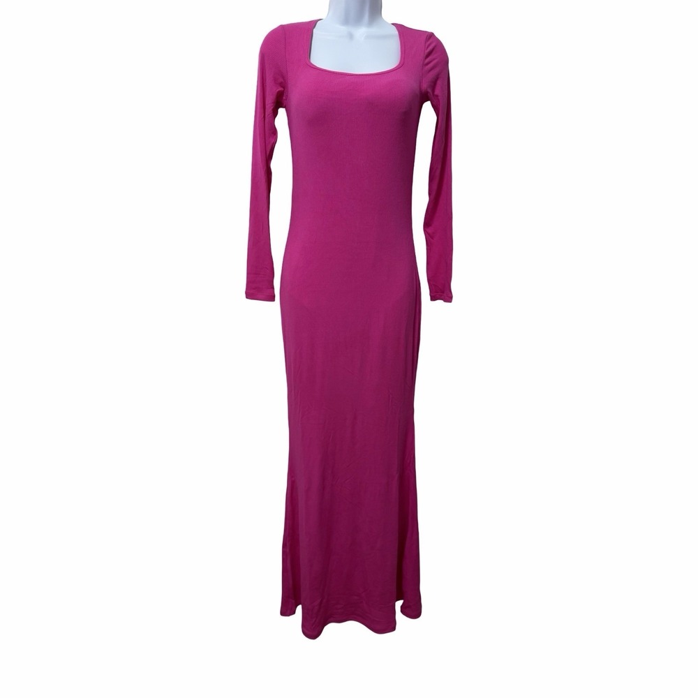 Popilush Womens Shapewear Soft Modal Shaping Rib Maxi Dress Size M Pink Slimming